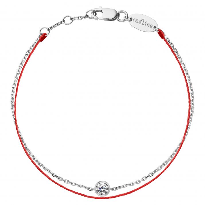 Chain bracelet with 0.1ct diamond in white gold bezel setting - Redline - 0++
