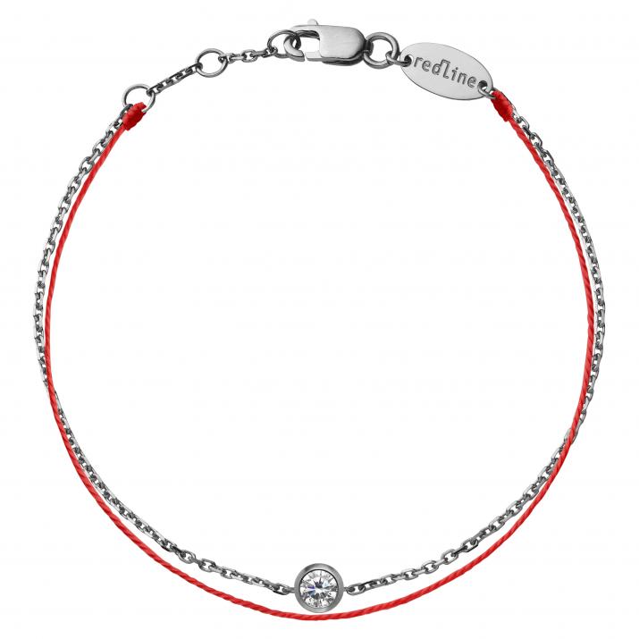 Chain bracelet with 0.1ct diamond in black gold bezel setting - Redline - 0++