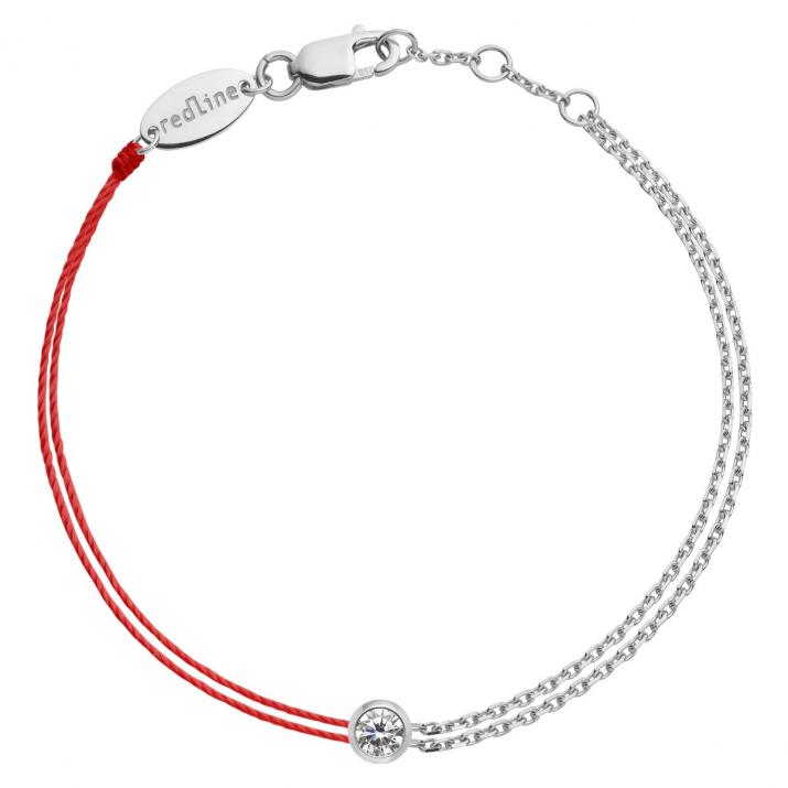 Double Twin Bracelet with 0.10ct diamond in White Gold Bezel Setting - Redline - 0++
