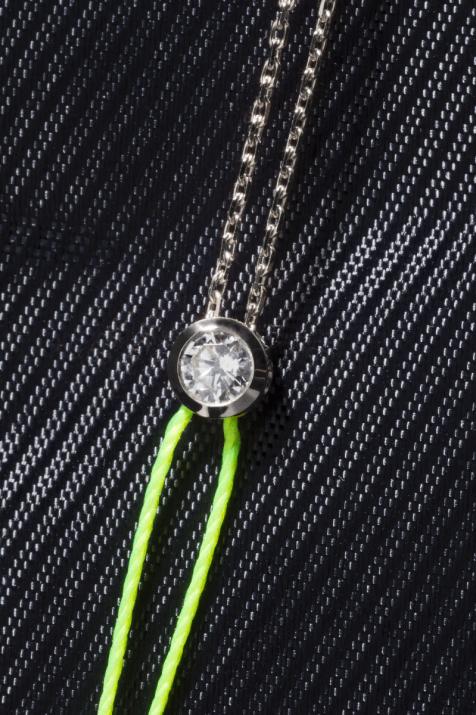 Double Twin Bracelet with 0.10ct diamond in White Gold Bezel Setting - Redline - 0++