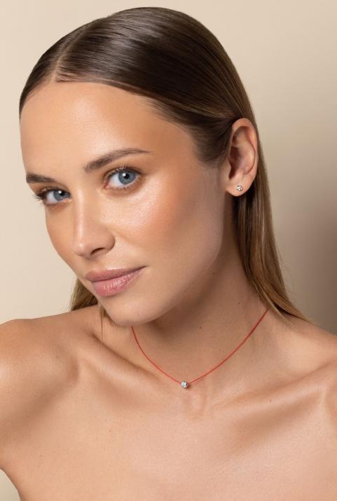 String Necklace with 0.30ct Round Diamond in White Gold Bezel Setting - Redline - 0++