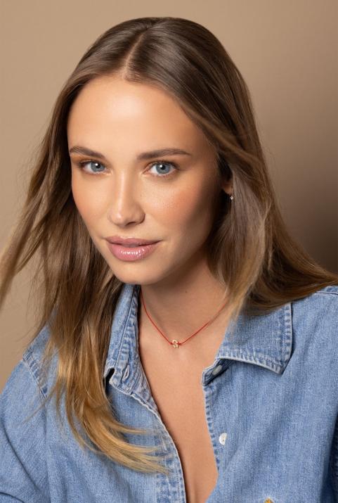 String Necklace For Women with 0.04ct Round Diamond in Rose Gold Pavé Setting - Redline - 0++