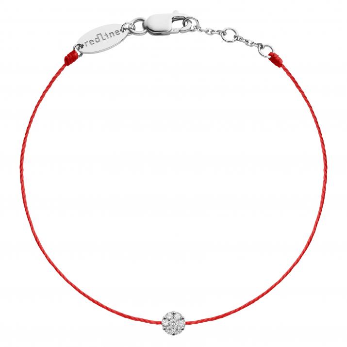 String Bracelet For Women with 0.05ct Round Diamond in Black Gold Cluster Setting - Redline - 0++