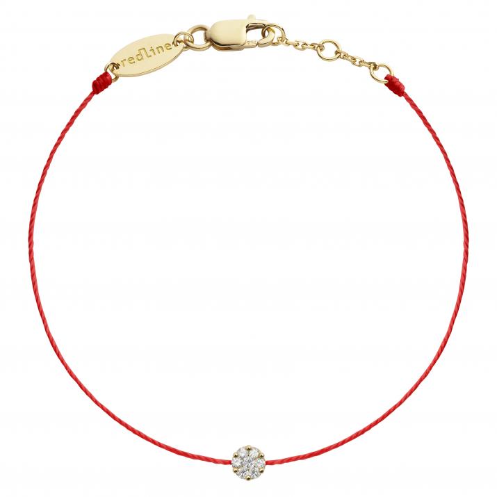String Bracelet For Women with 0.05ct Round Diamond in Yellow Gold Cluster Setting - Redline - 0++