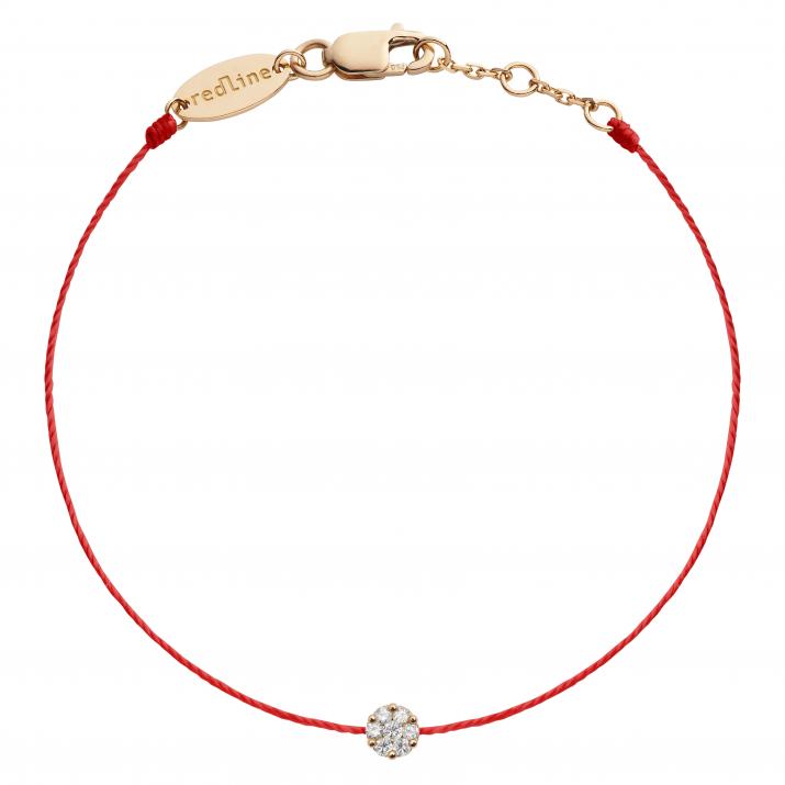 String Bracelet For Women with 0.05ct Round Diamond in Rose Gold Cluster Setting - Redline - 0++