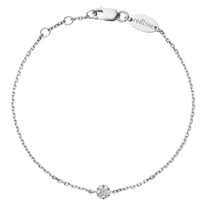 Chain Bracelet For Women with 0.05ct Round Diamond in White Gold Cluster Setting - Redline - 0++