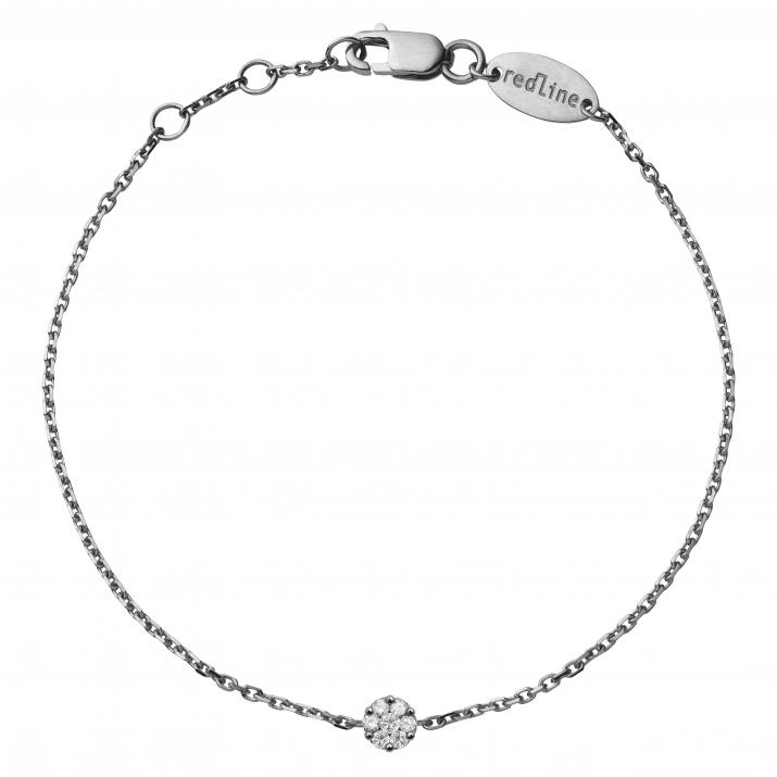 Chain Bracelet For Women with 0.05ct Round Diamond in Black Gold Cluster Setting - Redline - 0++