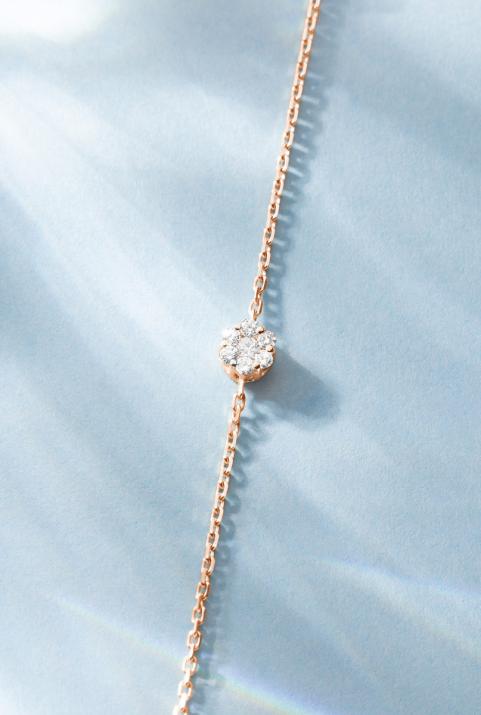 Chain bracelet in 18K rose gold with 0.10 ct invisible-set diamonds - Redline - 0++