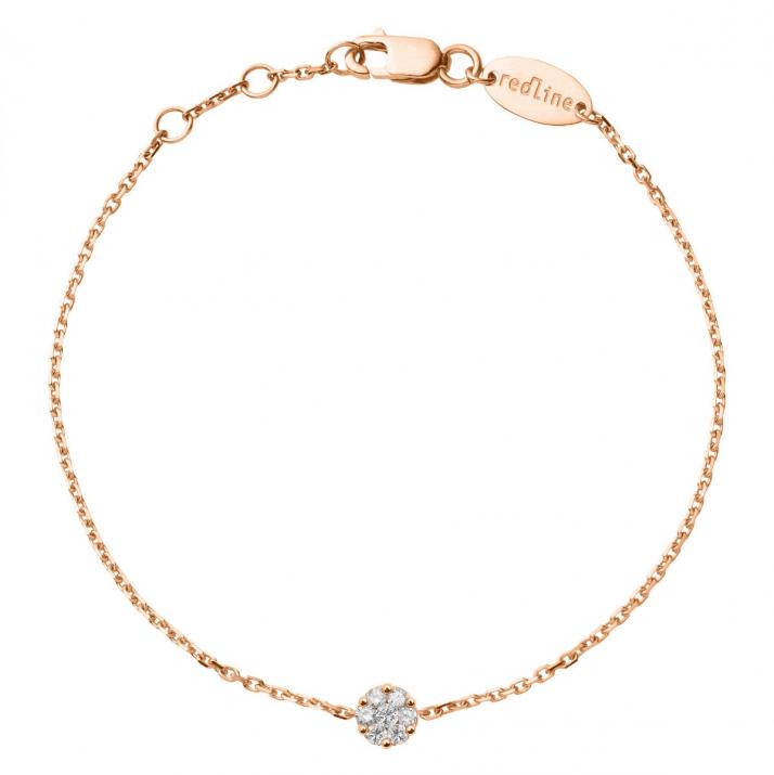 Chain bracelet in 18K rose gold with 0.10 ct invisible-set diamonds - Redline - 0++