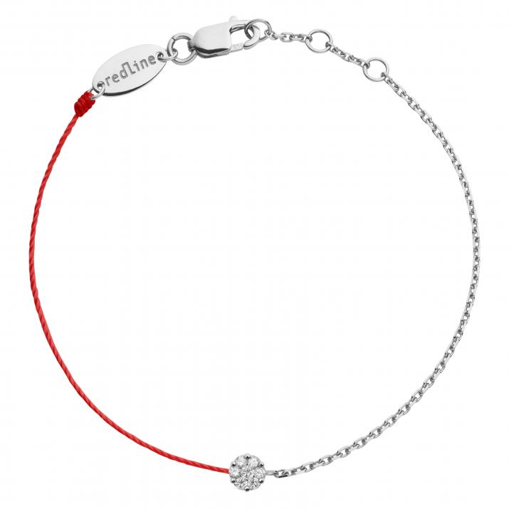 Redline Jewerly Illusion String Chain Bracelet For Women with 0.05ct Round Diamond in White Gold Cluster Setting Redline