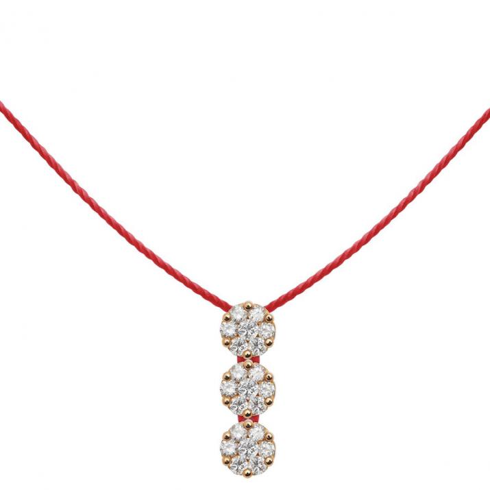 String Necklace For Women with 0.15ct Round Diamond in Cluster Setting - Redline - 0++