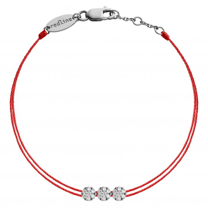 String Bracelet For Women with 0.15ct Round Diamond in Black Gold Cluster Setting - Redline - 0++