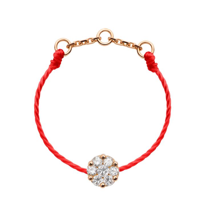 String Ring with 0.05ct Round Diamond in Rose Gold Cluster Setting - Redline - 0++