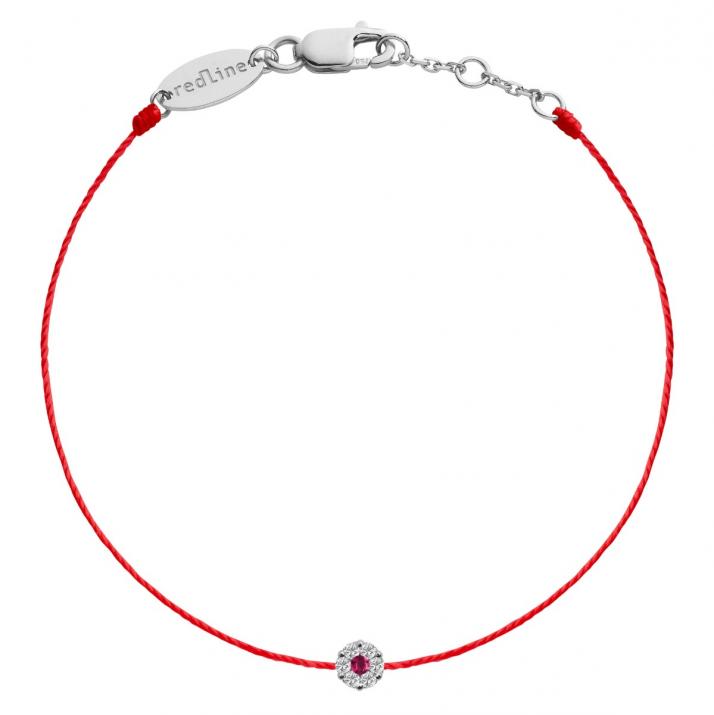 String Bracelet For Women with 0.05ct Round Diamond in White Gold Cluster Setting - Redline - 0++