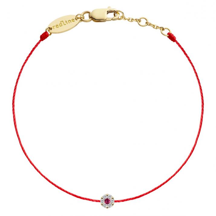 String Bracelet For Women with 0.05ct Round Diamond in Yellow Gold Cluster Setting - Redline - 0++