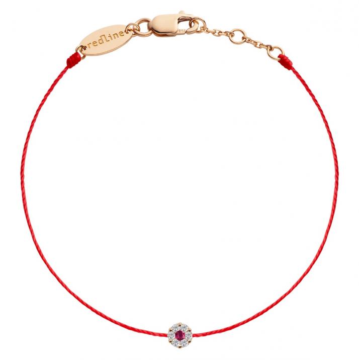 String Bracelet For Women with 0.05ct Round Diamond in Rose Gold Cluster Setting - Redline - 0++