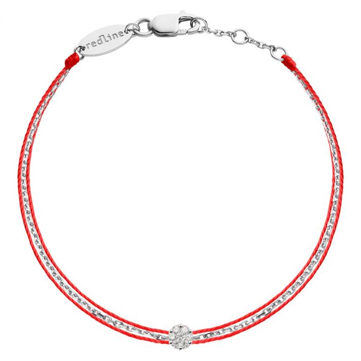 Twin Strings Bracelet For Women with 0.05ct Round Diamond in White Gold Cluster Setting - Redline - 0++