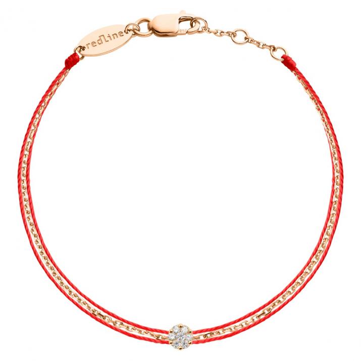 Chain and two-thread bracelet in rose gold with 0.05 ct invisible-set diamonds - Redline