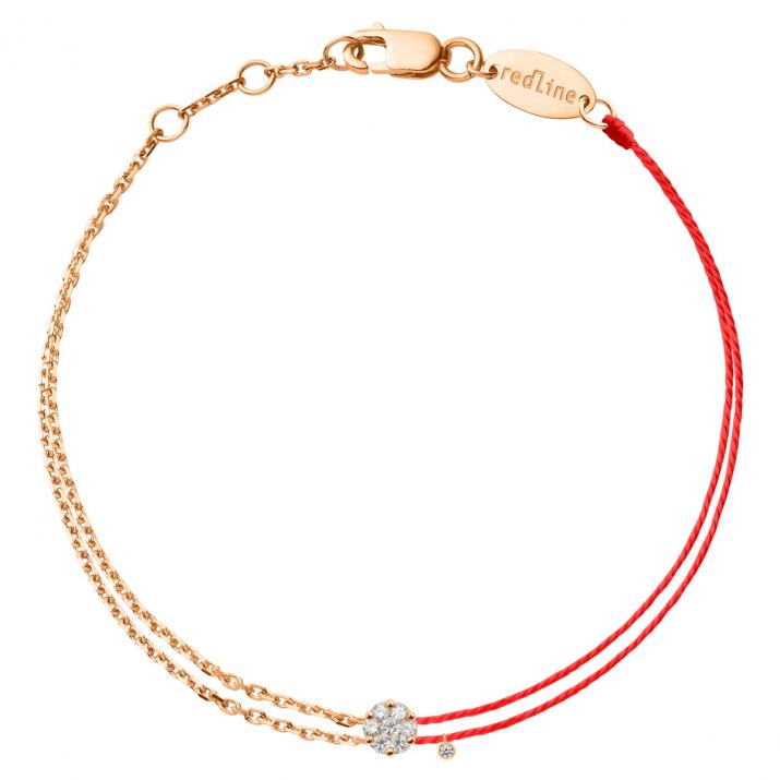 Thread and chain bracelet in rose gold with 0.06 ct invisible-set diamonds - Redline