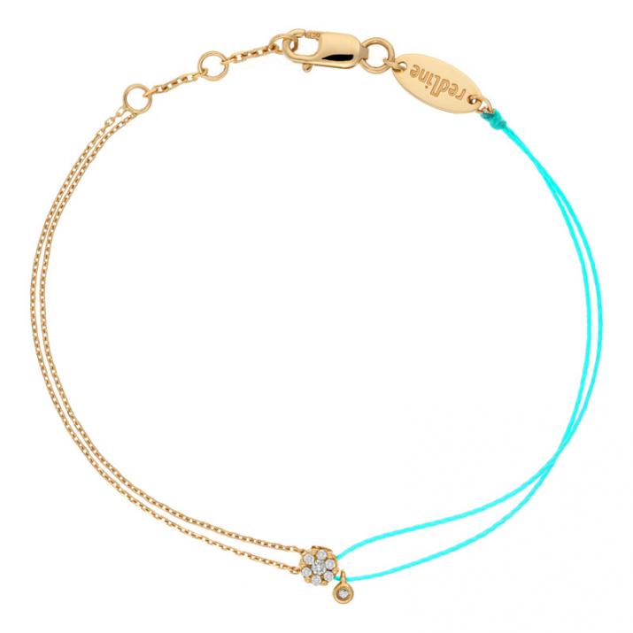 String-Chain Bracelet For Women with 0.06ct Round Diamond in Yellow Gold Cluster Setting - Redline - 0++