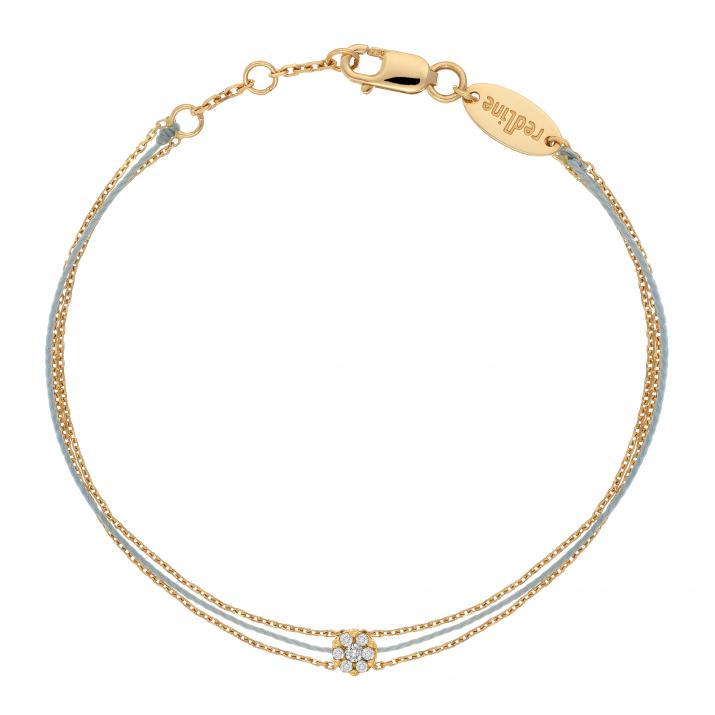 String Bracelet For Women with 0.05ct Round Diamond in Yellow Gold Cluster Setting - Redline - 0++