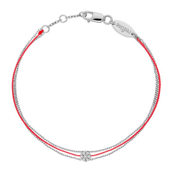 String Bracelet For Women with 0.05ct Round Diamond in White Gold Cluster Setting - Redline - 0++