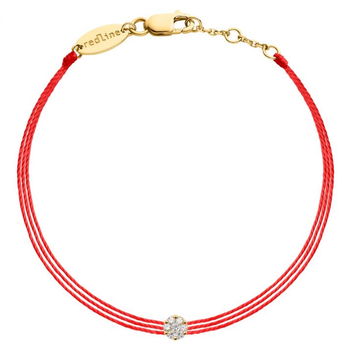 Multistring Bracelet For Women with 0.05ct Round Diamond in Yellow Gold Cluster Setting - Redline - 0++