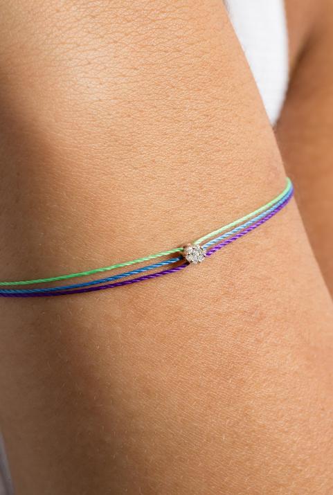 Multistring Bracelet For Women with 0.05ct Round Diamond in Rose Gold Cluster Setting - Redline - 0++