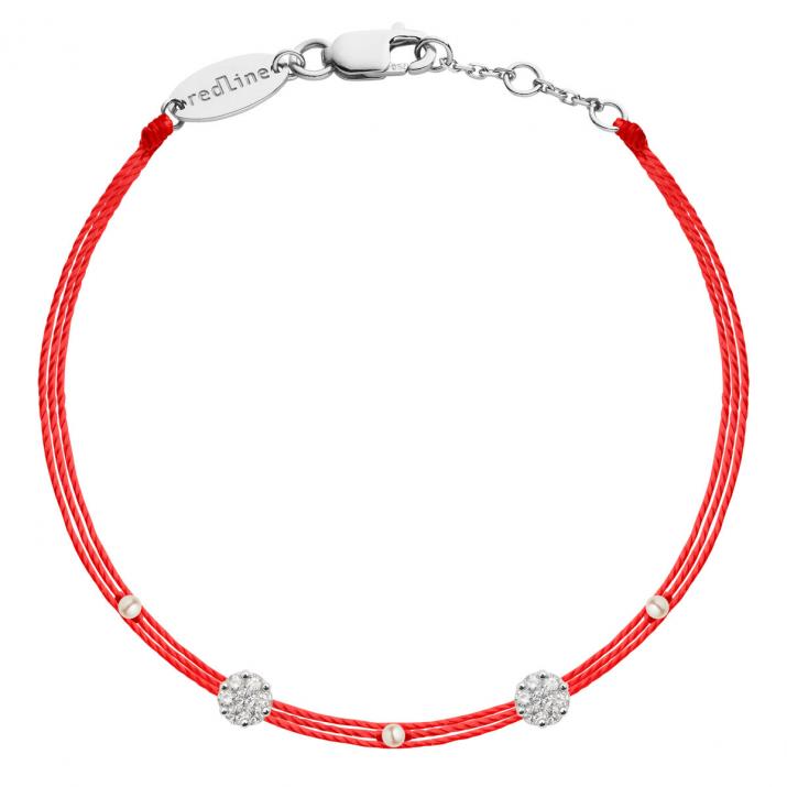 Multistring Bracelet For Women with 0.10ct Round Diamond in White Gold Cluster Setting - Redline
