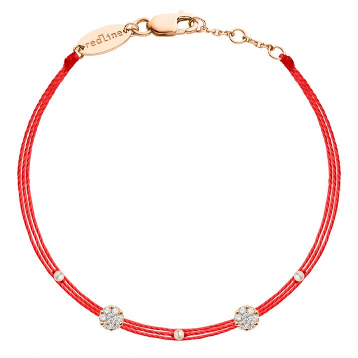 Multistring Bracelet For Women with 0.10ct Round Diamond in Rose Gold Cluster Setting - Redline