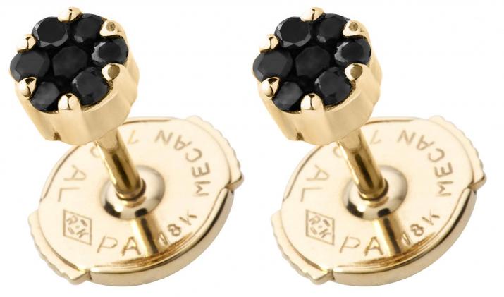 Earrings in 18K yellow gold, black diamonds 0.10 carat - Redline - 0++
