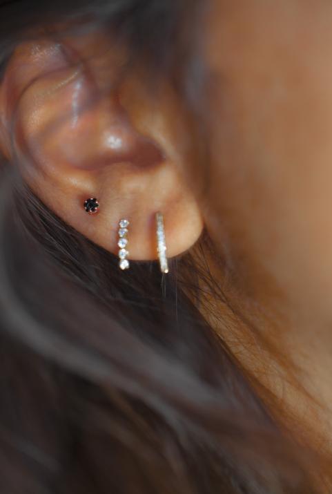 Earrings in 18K rose gold, black diamonds 0.10 carat - Redline - 0++