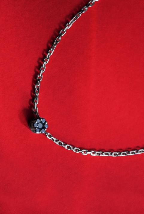 Chain Bracelet For Women with 0.05ct Round Black Diamond in Black Gold Cluster Setting - Redline - 0++