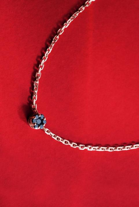 Chain Bracelet For Women with 0.05ct Round Black Diamond in Rose Gold Cluster Setting - Redline - 0++