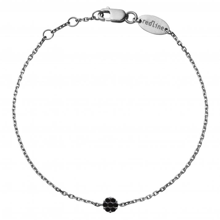 Chain Bracelet For Women with 0.05ct Round Black Diamond in Black Gold Cluster Setting - Redline - 0++