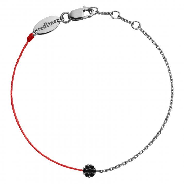 String-Chain Bracelet For Women with 0.05ct Black Diamond in Black Gold Cluster Setting - Redline