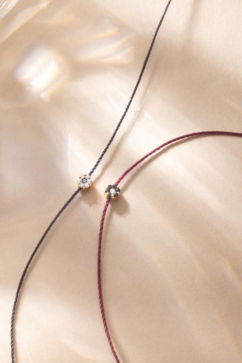 String Bracelet For Women with 0.06ct Round Diamond in Rose Gold Cluster Setting - Redline - 0++