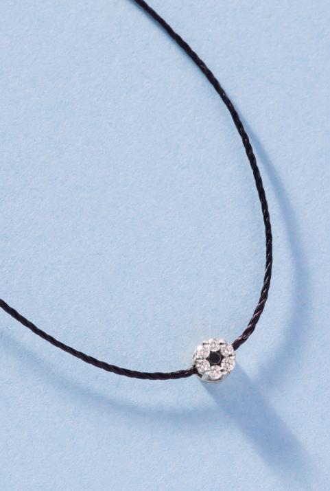 String Necklace For Women with 0.06ct Round Diamond in White Gold Cluster Setting - Redline - 0++