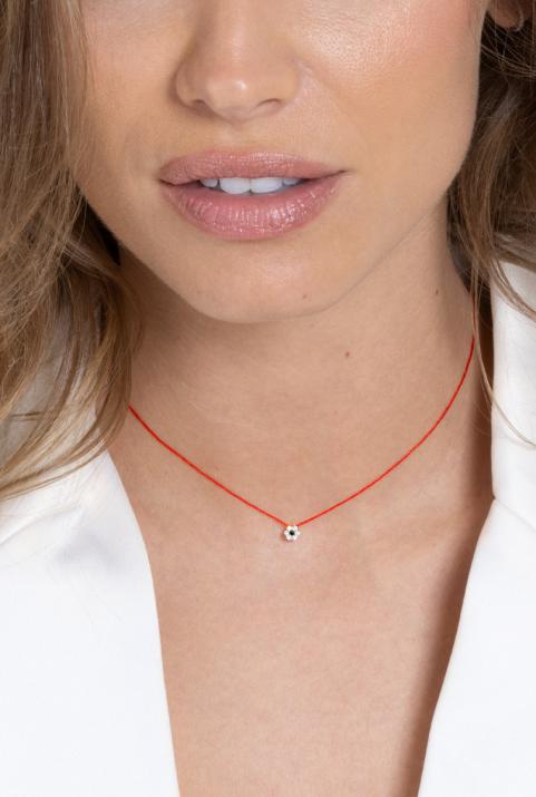 String Necklace For Women with 0.06ct Round Diamond in Rose Gold Cluster Setting - Redline - 0++