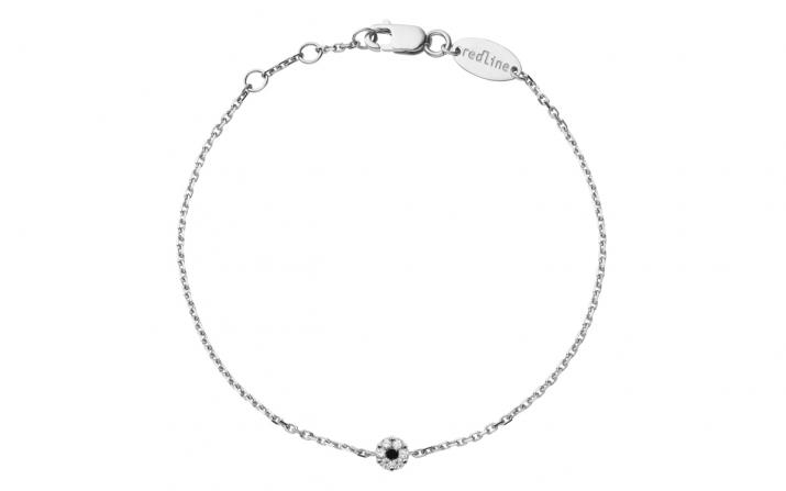 Chain Bracelet For Women with 0.06ct Round Diamond in White Gold Cluster Setting - Redline - 0++