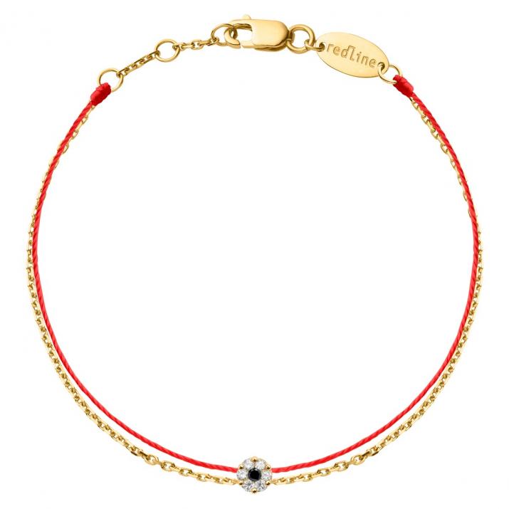 String Bracelet For Women with 0.06ct Round Diamond in Yellow Gold Cluster Setting - Redline - 0++