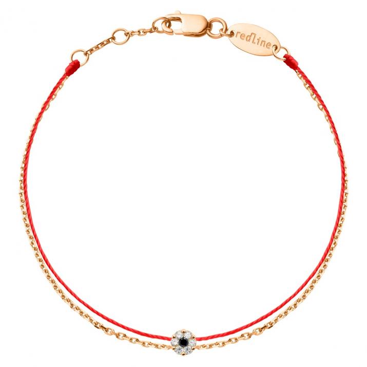 Half-thread half-chain bracelet in rose gold with 0.06 ct white and black diamonds - Redline - 0++