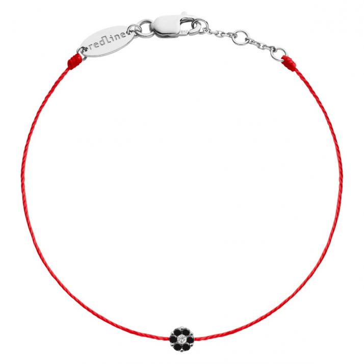 String Bracelet For Women with 0.06ct Round Diamond in White Gold Cluster Setting - Redline - 0++
