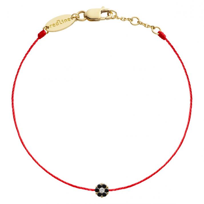 String Bracelet For Women with 0.06ct Round Diamond in Yellow Gold Cluster Setting - Redline