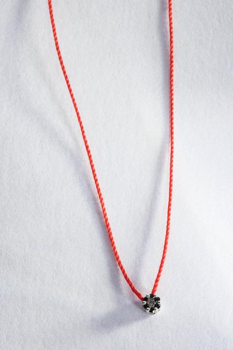 String Necklace For Women with 0.06ct Round Diamond in White Gold Cluster Setting - Redline - 0++