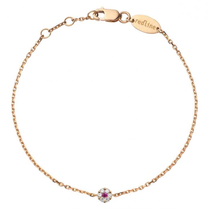 Chain Bracelet For Women with 0.05ct Round Diamond in Rose Gold Cluster Setting - Redline