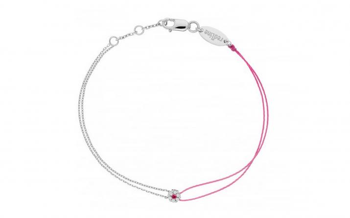 String Bracelet For Women with 0.05ct Round Diamond in White Gold Cluster Setting - Redline - 0++