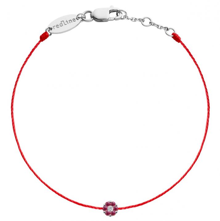 String Bracelet For Women with 0.01ct Round Diamond in White Gold Cluster Setting - Redline - 0++