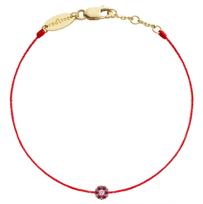 String Bracelet For Women with 0.01ct Round Diamond in Yellow Gold Cluster Setting - Redline - 0++