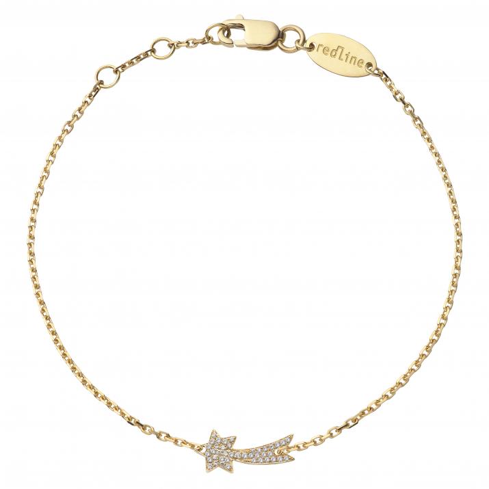 Chain Bracelet For Women with 0.079ct Round Diamond in Yellow Gold Pavé Setting - Redline - 0++